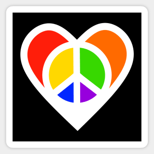 Peace Sign With Heart White Sticker